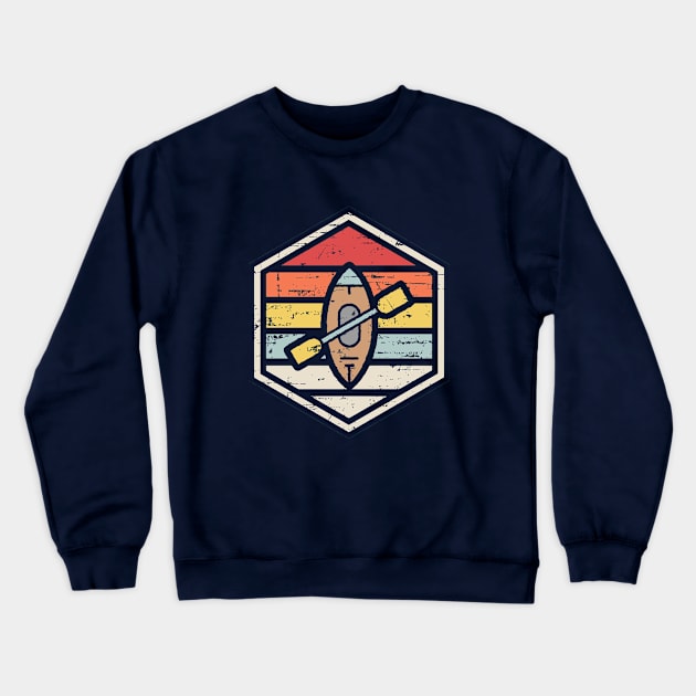 Retro Badge Kayak Crewneck Sweatshirt by rojakdesigns
